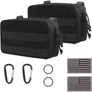 Portable Tactical MOLLE EDC Utility Organizer Bag, Sports Admin Tool Pouch with USA Flag Patch, D Ring, Key Ring, Velcro Closure