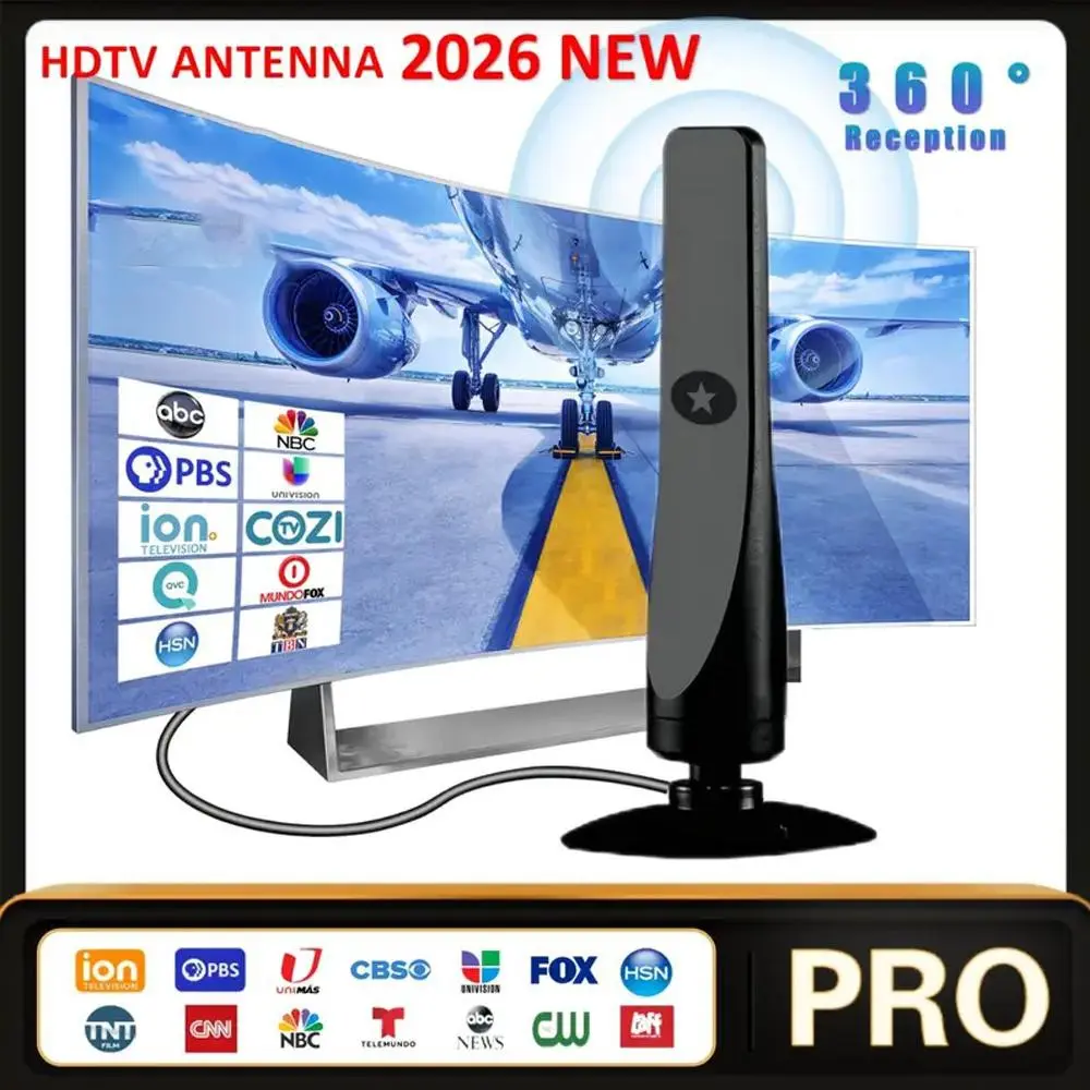 1080P HDTV Digital Antenna Accessories for Smart Tvs, USB Powered Indoor Signal Booster with Cable, Enhances TV Reception Quality