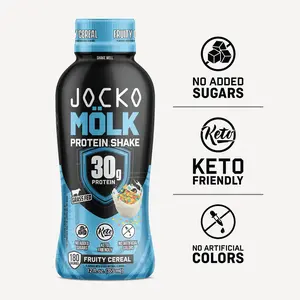 Jocko Mölk Grass-Fed Protein Shakes 30g Protein 12oz Ready-to-Drink Keto Friendly No Added Sugar 12-Pack Energy Sport Chocolate Flavor - Beverage
