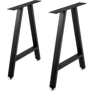 Sturdy Pre-Drilled Steel A-Shaped Furniture Legs, 28x17.7 in Set of 2 Heavy-Duty Load-Bearing Wrought Iron Legs with Polyurethane Coating, Floor Protectors for Home DIY (Black)