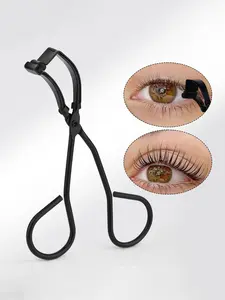 1pc Stainless Steel Partial Eyelash Curler, Portable Sectional Lash Curler Makeup Tool, No Battery Required, Manual Operation, Durable Makeup Accessory for Eye Beauty, Makeup Tool|Sleek Metallic Finish|Ergonomic Desig Black