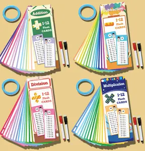 Multiplication and Division Flash Cards 15 Pcs, 1-12 Math Flash Cards with 2 Dry Erase Pens 1 Rings, Educational Time Table Flash Cards for 1st-3rd Graders Multiplication Game