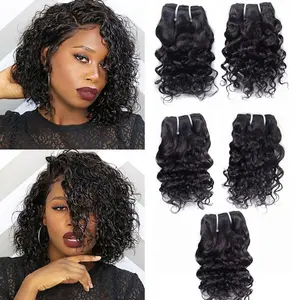 8Inch Human Hair 5 Bundles 100g 100% Unprocessed Virgin Water Wave 12A Grade Natural Black for Black Women