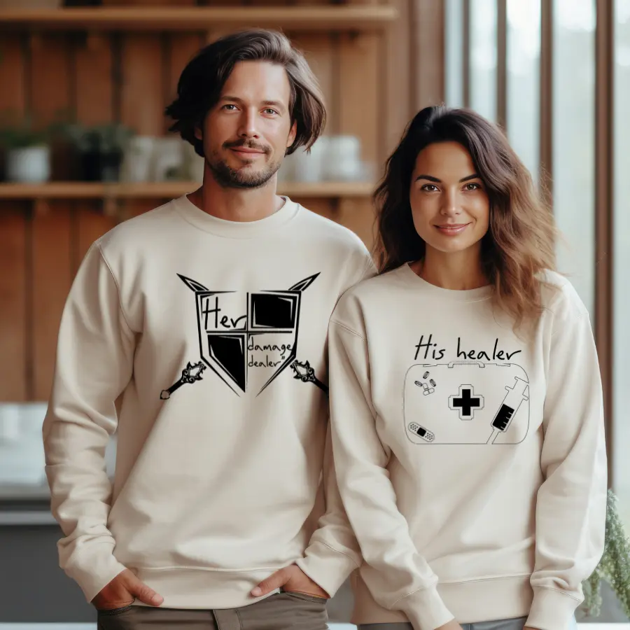 Damage Dealer and His Healer Matching Setm, couples sweatshirt, gift for couple, valentines day gift, matching couple