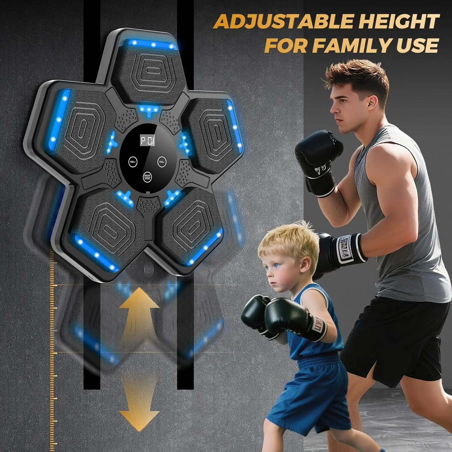 Upgraded Smart Music Boxing Machine, Wall-Mounted Martial Arts Punch Pad Set with Gloves for Family Fitness, Unisex Training Gear for Home/Gym, Gym Workouts, Adjustable