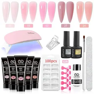 Extension Gel Kit, Professional Nail Art Kit, DIY Nail Kit, Portable UV Lamp & Nail File & Nail Brush & Nail Tips & Nail Polish, Ideal for Girls' Nail Care