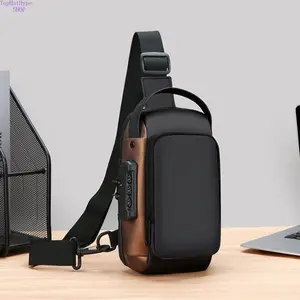 2026 New Men's Motorcycle Riding Chest Bag, Anti-Theft Combination Lock Crossbody Versatile Zipper Belt Bag with USB Charging Port, Water-Resistant Durable Men's Accessories Motorcycle Accessories for Cycling & Daily Commute Mens Gifts