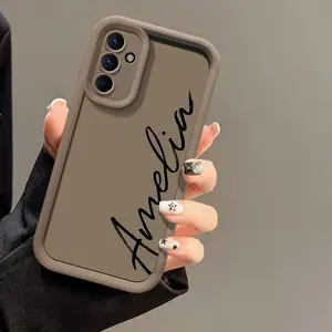 Personalized Phone Case Design Compatible with Samsung GalaxyS26,S26PLUS,S26ULTRA,S25,S25PLUS,S25ULTRA,S24,S24FE,S24PLUS,S24ULTRA,A54,A53,A52,A36,A35,A34,A33,A17,A16,A15,NOTE20,NOTE20ULTRA Stylish Solid Color Soft Luxury INS Customized Name Handwrite Case