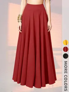 New Women's Solid High-Waist Maxi Skirt, Back Zip Design, Side Pockets, Flared Hem, Elegant Chic Minimalist Fashion, All Seasons, Loose Fit