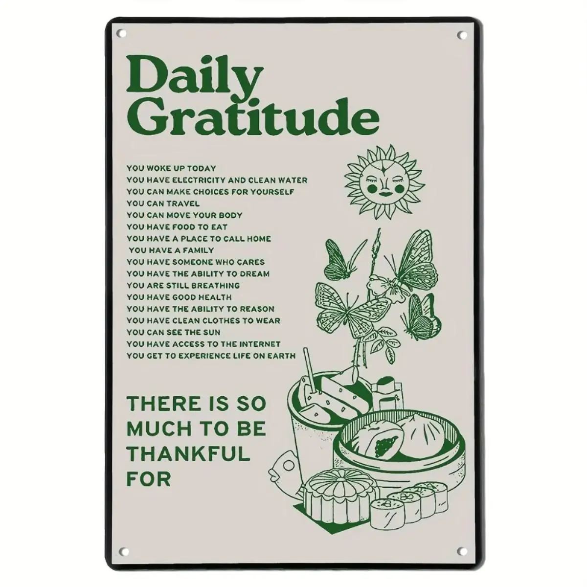 Metal Aluminum Wall Art Sign with Daily Gratitude Quotes, Bohemian Style Home Decor, Perfect for Coffee Shops and Offices