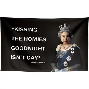 Kissing Homies Goodnight Funny Quote Flags Meme Cool Flags Banner 3x5 ft Room Guys College Dorm Bedroom Man Cave Girls Wall Decor Outdoor Indoor Hilarious Flag, Two Copper Grommets