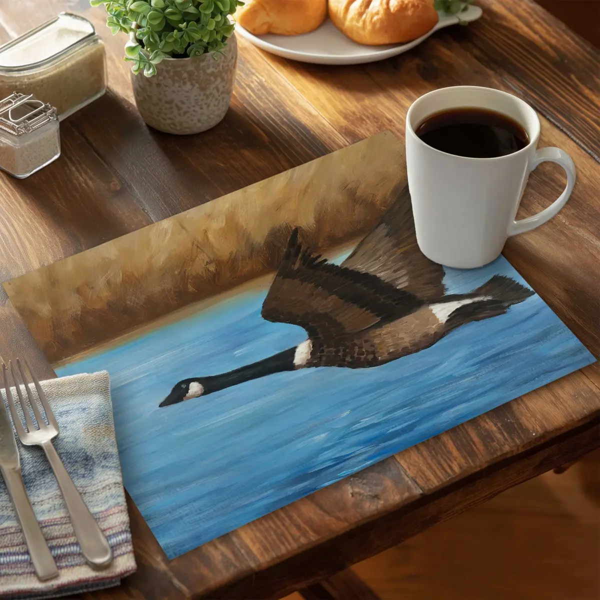Begin Home Decor C4PP1418XNH8AZ 14 x 18 in. Canada Goose Polyester Placemat - Stylish Home Decor Accent - Set of 4