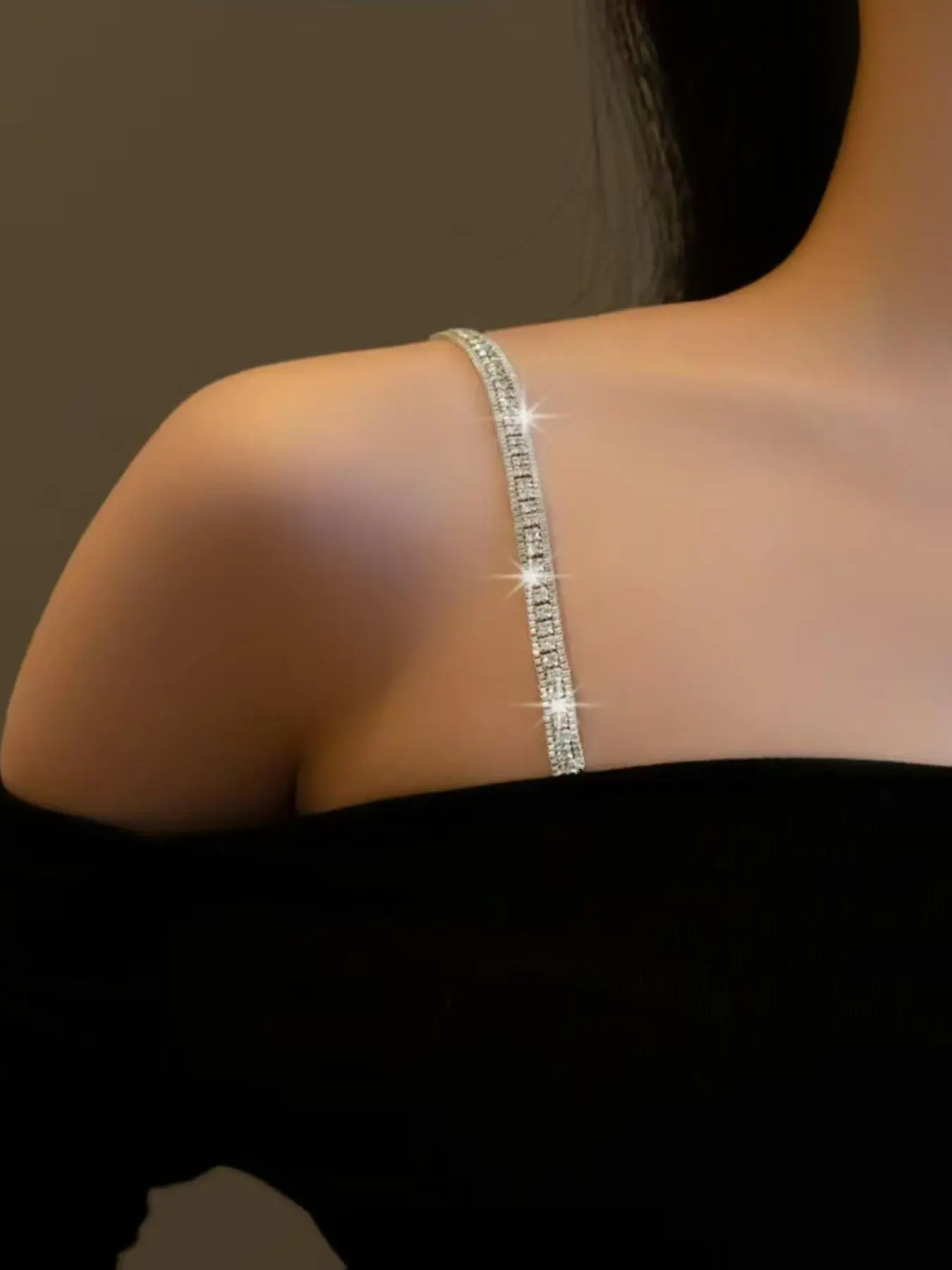 2-Piece Women's Elegant Crystal-Decorated Bra Straps with Crystal Embellishments, Adjustable Metal Back Straps with Comfortable Support, Stylish Women's Shoulder Straps, Bra Accessory