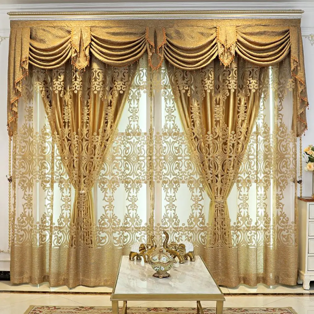 Vintage Pattern Curtain Set, 3counts/set Tiered Curtain Set, Including 2 Blackout Curtain & 1 Curtain Tieback, Heavy Curtain, Decorative Curtain Set for Living Room, Home Decoration Curtain, Window Curtains, Curtain Panels