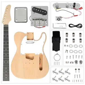 DIY 6-String TL Style Electric Guitar Kit - Mahogany Body, Maple Neck, 22-Fret Rosewood Fingerboard, Single Pickups, 3-Way Switch, Volume & Tone Controls, Chrome Hardware