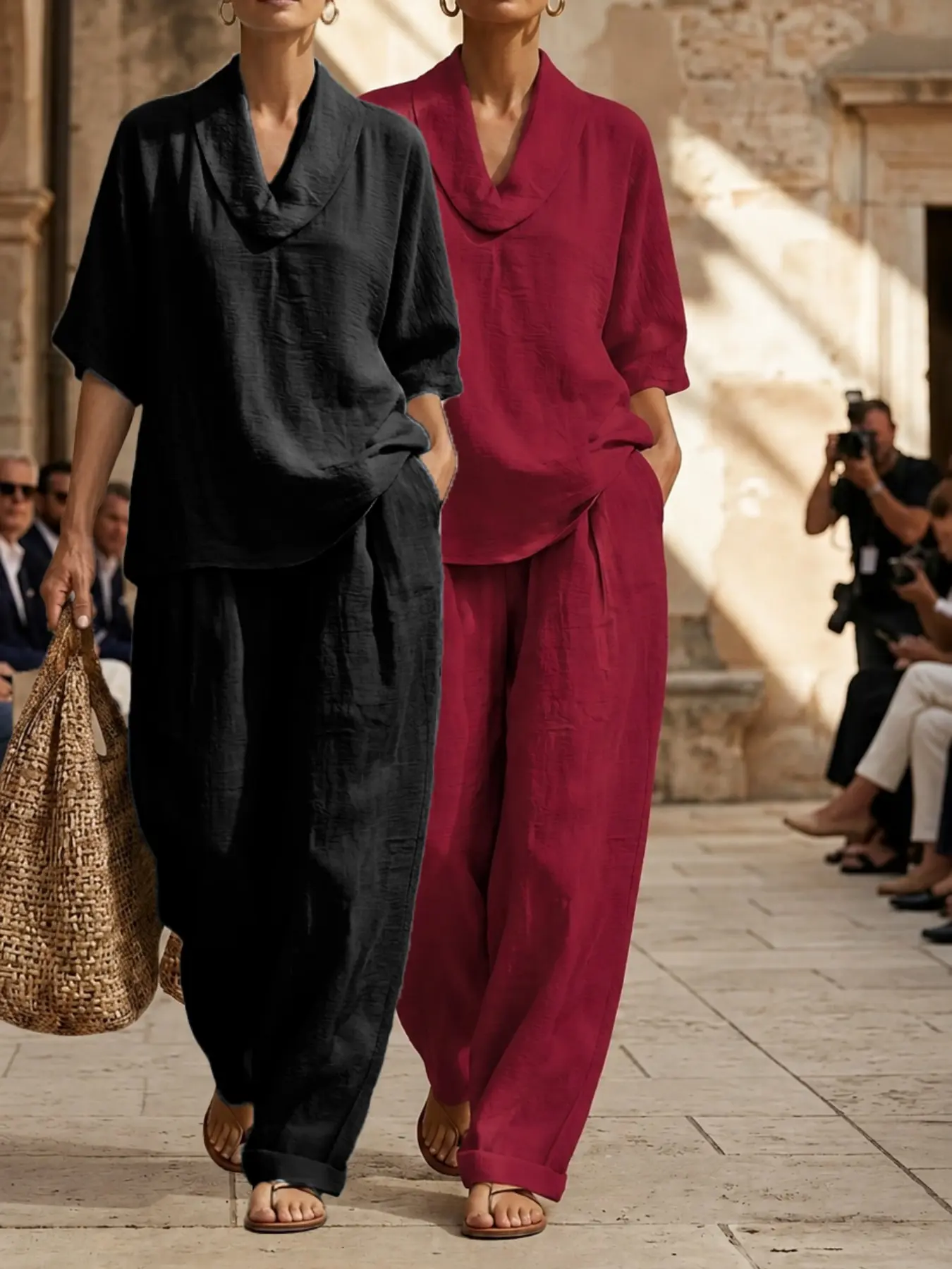 Wine red + black