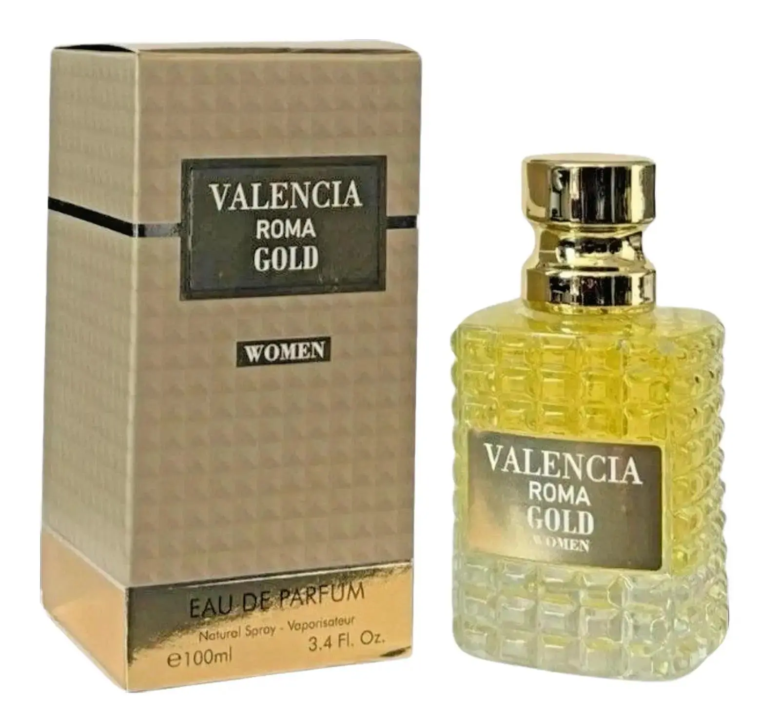 Women's Royal Collection Valencia Roma Gold Eau de Parfum Spray Bottle - Everyday Wear, 3.4 fl oz (100ml)