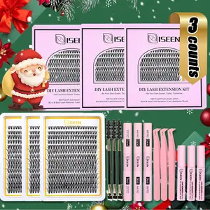 Christmas DIY False Eyelashes Kit, Mixed Lengths D Curl Lashes, Synthetic Fiber, Includes Glue & Remover, Enhance Eye Makeup