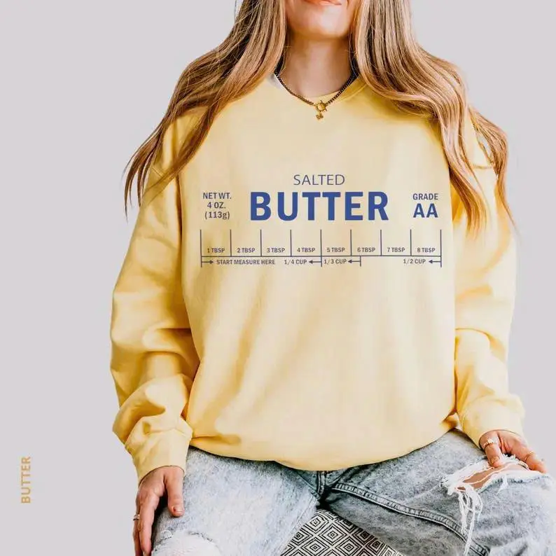 Comfort Colors Salted Butter Sweatshirt, Stick of Butter Crewneck, Funny Baking Sweater, Foodie Chef Shirt, Butter Lover Gift, Cozy Baker Pullover