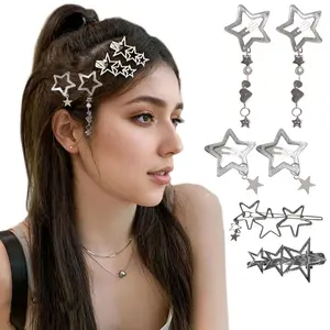 6PCS Kawaii Y2K Hair Accessories: Stars, Disco, Emo Clips Jewelry Fashionable Trendy