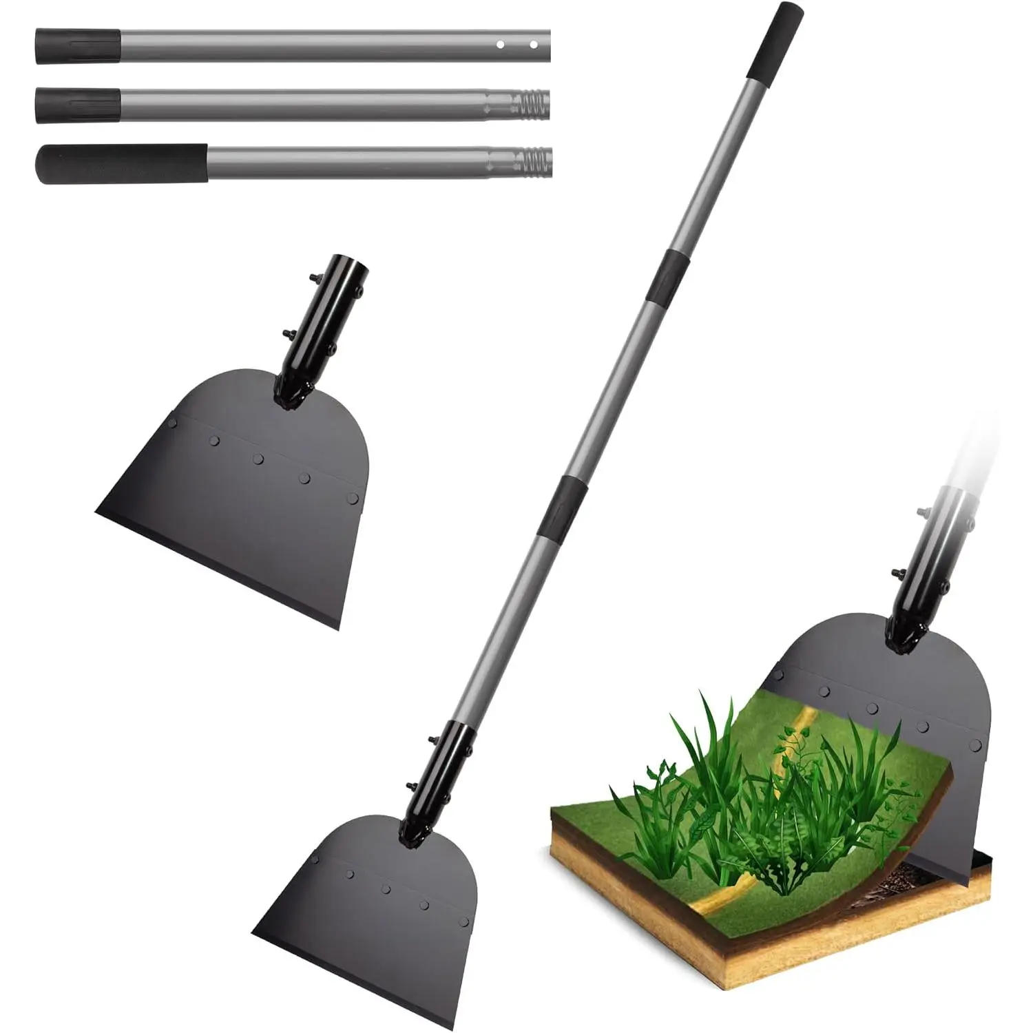 Flat Shovel, Floor Scraper, 54 inch Garden Scraper for Walkway, Weed Remove Tool for Lawn Edging, Cleaning Scraper for Road Outdoor, Driveway Weeding Tool, Ice Scraper & Ice Removal Tool