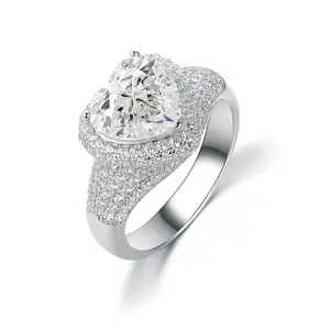 [TW] "Goddess" 3 Carats 3ct heart shape Ring 925 Sterling Silver Romantic Wedding Ring Perfect Gift For  Engagement Wedding Party Gift Birthday Gift For Women(JR8823)