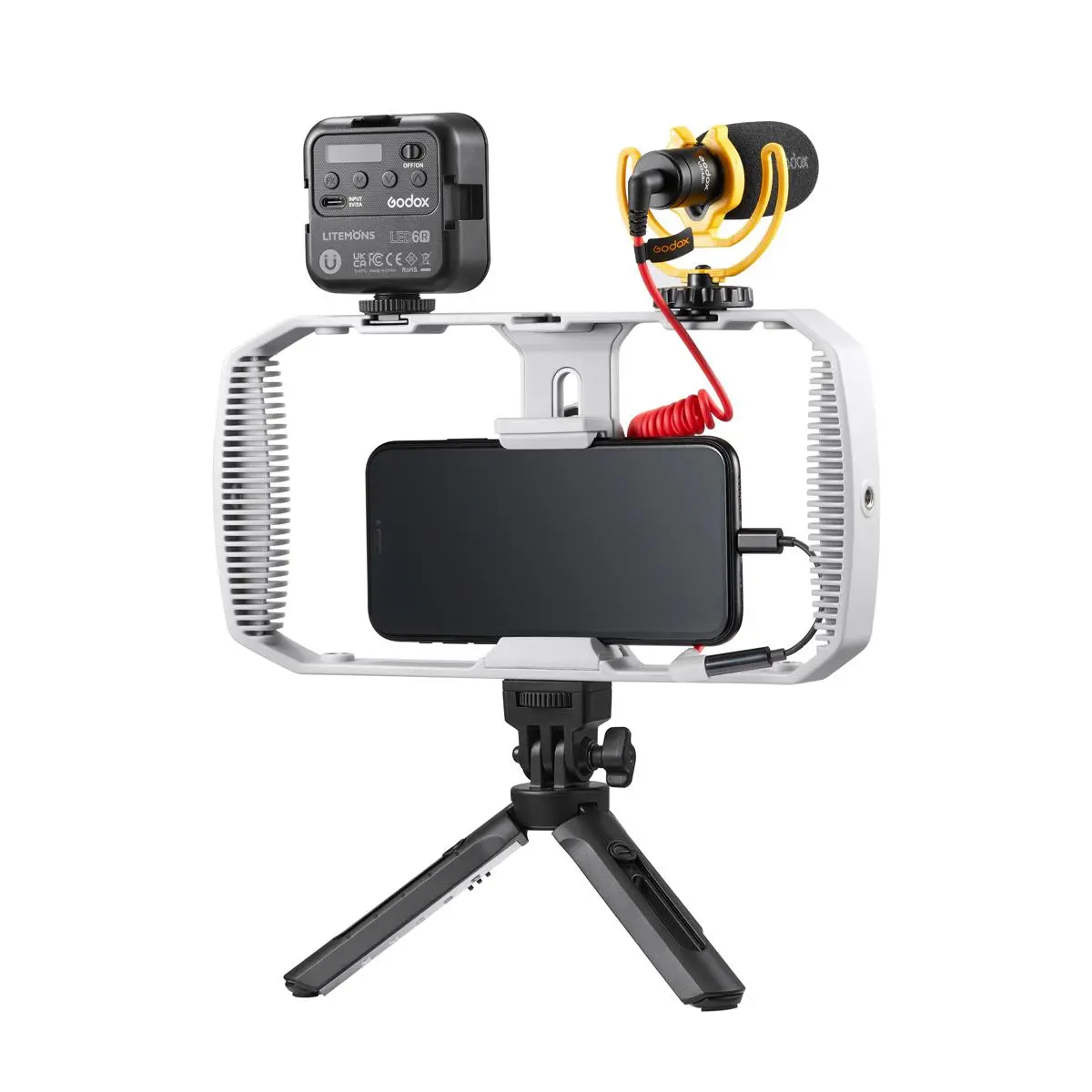 Godox VK1-LT Portable Camera Vlogging Kit - Tripod Stand, Camera Accessories for Lightning-Port Mobile Devices, Smartphone, Mobile Phones