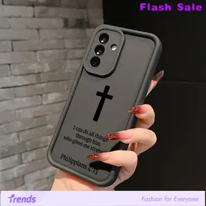 Compatible with Samsung Galaxy S26 Stylish Minimalist Cross Christian Phone Case Suitable for Samsung Galaxy A26 A36 A55 A35 A06 A16 A05 A14 A24 A34 A54 A15 A05S A25 A23 A33 A53 A73 A13 4G 5G Shockproof Soft TPU Back Cover, Accessories, Smartphone
