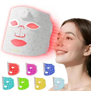 Red Light Therapy for Face, 7 Colors LED Facial Skin Care Mask, 10-Minute Auto Off, Wearable for Home Use, White