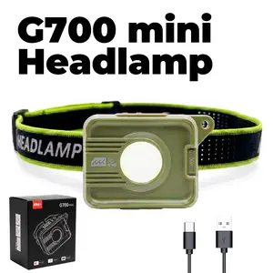 G700 Mini Headlamp, USB Rechargeable Super Bright 3-Color COB with Red Light & Magnetic Base, IPX4 Waterproof Ultra-Lightweight Hands-Free Work Light for Camping, Hiking, Repairing