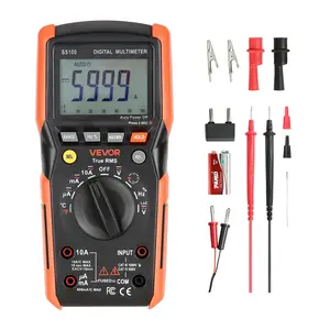 Fathersdaygift VEVOR Handheld Auto-Ranging Digital Multimeter with Digital Display, 6000-Count TRMS DC/AC Voltmeter Current Tester for Voltage Test, Resistance, Capacitance, Temperature, Diodes, Low Impedance Continuity Measurement