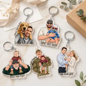 Personalized Custom Photo Gift, Acrylic Ornament, Car Visor Clip, Magnet or Keychain, Custom Portrait Keepsake, Father's Day Gift for Dad Husband