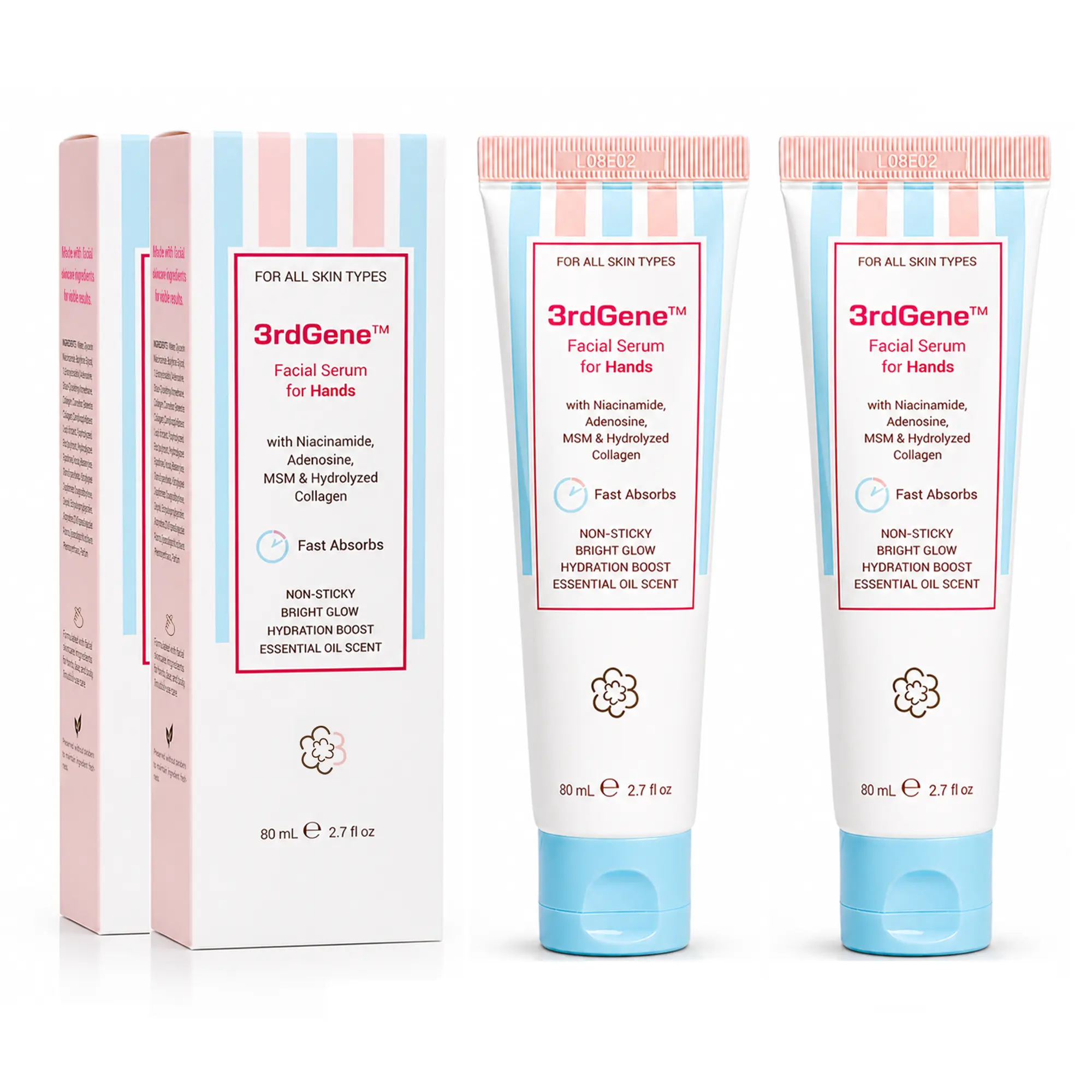 3rdGene Facial Serum for Hands 2-Pack, 80 mL Each – Fast-Absorbing Lightweight Hand Serum, Non-Greasy Hydration