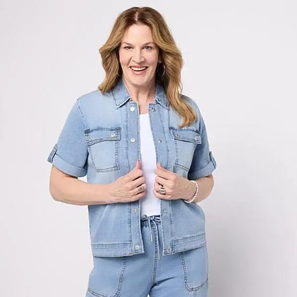 DG2 by Diane Gilman Lightweight Stretch Denim Utility Jacket