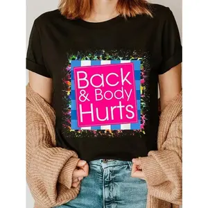 100% Cotton Unisex Back Body Hurts Funny Workout Gym Meme Parody T-Shirt