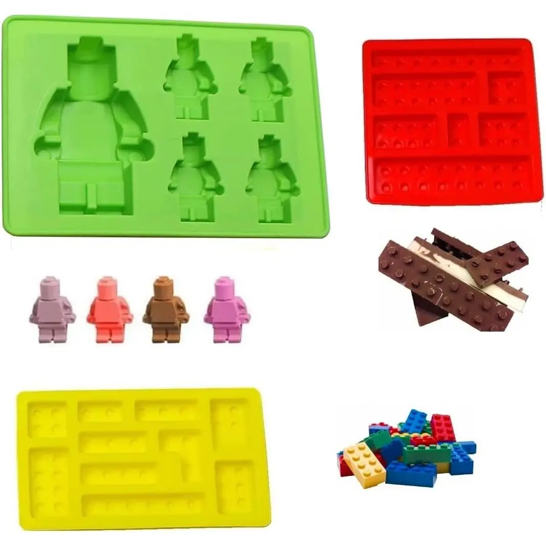 Building Brick Candy Mold   Robot Mold Set of 3 Ice Trays Ideal Making Melted  Fondant Cake Jelly  for  Party
