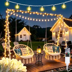Rechargeable Camping String Lights 33FT 100LED Waterproof Globe Lights with 13 Modes for Tent Patio Garden Hiking Outdoor Decor (Warm White)