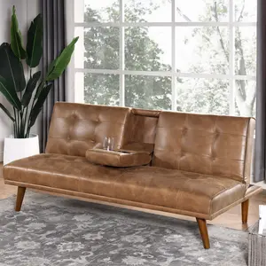 66" Modern Convertible Folding Futon Couch Sofa Bed with Adjustable Pillow-Top Armrests and Memory Foam Cushions—Double Loveseat Sofa for Compact Living Spaces, Dorms, Game Rooms, Apartments, and Bedrooms