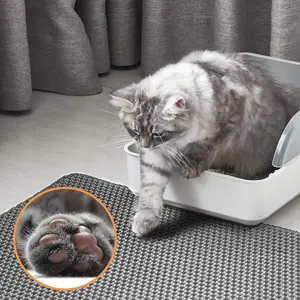 Cat Litter Mat-23"X17" Litter Box Mat for Kitty, EVA Honeycomb Double Layer Design, Urine & Waterproof Scatter Control, Less Waste, Easier To Clean,Non Slip, Gray
