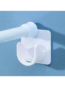 2pcs Solid Shower Curtain Rod Holder, Modern ABS Punch-free Curtain Rod Rack For Bathroom