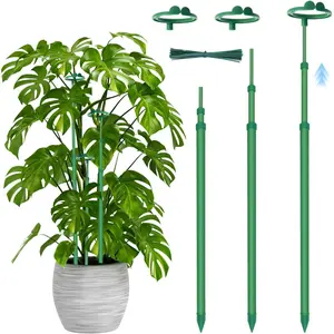 Telescoping  Stakes,3Pcs 17.9In to 42.3In Adjustable Monstera  Support Orchid Sticks with Clips,  Sticks Support Tall for Monstera,Orchids,Tomatoes,Vines & Indoor Outdoor