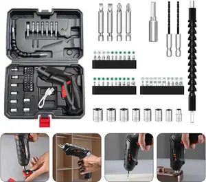 1set Rechargeable Electric Screwdriver Lithium Battery Cordless Drill Bits Kit for Home Repair and Furniture Assembly Usb Charging Cable Included