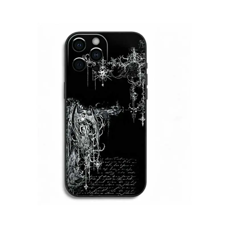 Fallen Angel Gothic Manuscript-Cyber Sigil Cross Soft Black Smartphone Case, Handheld Cellphone Protection for iPhone 17/16/15/14/13/12/11 Pro Max Plus, Samsung S26/S25/S24 Devices, Casing