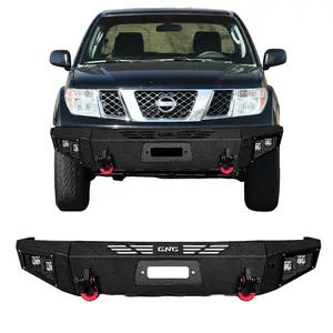 TIOYAR Steel Front Bumper Black Texture for 2005-2022 Nissan Frontier with Winch Plate Lights 2 x D-Rings Off-Road Performance