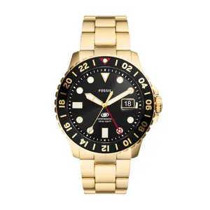 Fossil Men's Fossil Blue GMT, Gold Stainless Steel Watch
