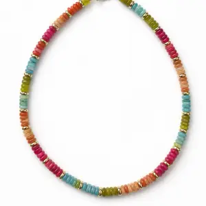 Dainty Malaga Beaded Daily Wear Necklace, Metal-Coated Unisex Costume Jewelry, Adjustable-Size Fashion Accessory for Casual & Business Casual Outfits