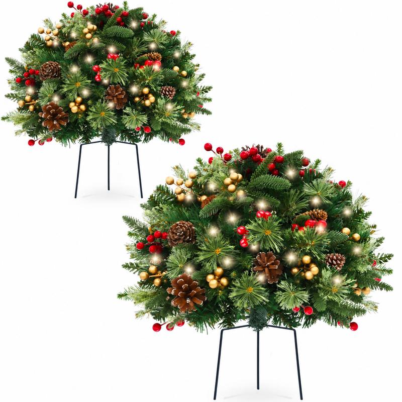 MATULSA Christmas Tree 18/30 Inch, Battery Operated Artificial Tree with 8 Lighting Modes , for Front Porch, Patio, Entryway, Storefront & Indoor Outdoor Holiday Decor