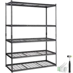 VEVOR Storage Shelving Unit, 5-Tier Adjustable, 2000 lbs Capacity, Heavy Duty Garage Shelves Metal Organizer Wire Rack, Black, 60" L x 24" W x 78" H for Kitchen Pantry Basement Bathroom Closet Steel