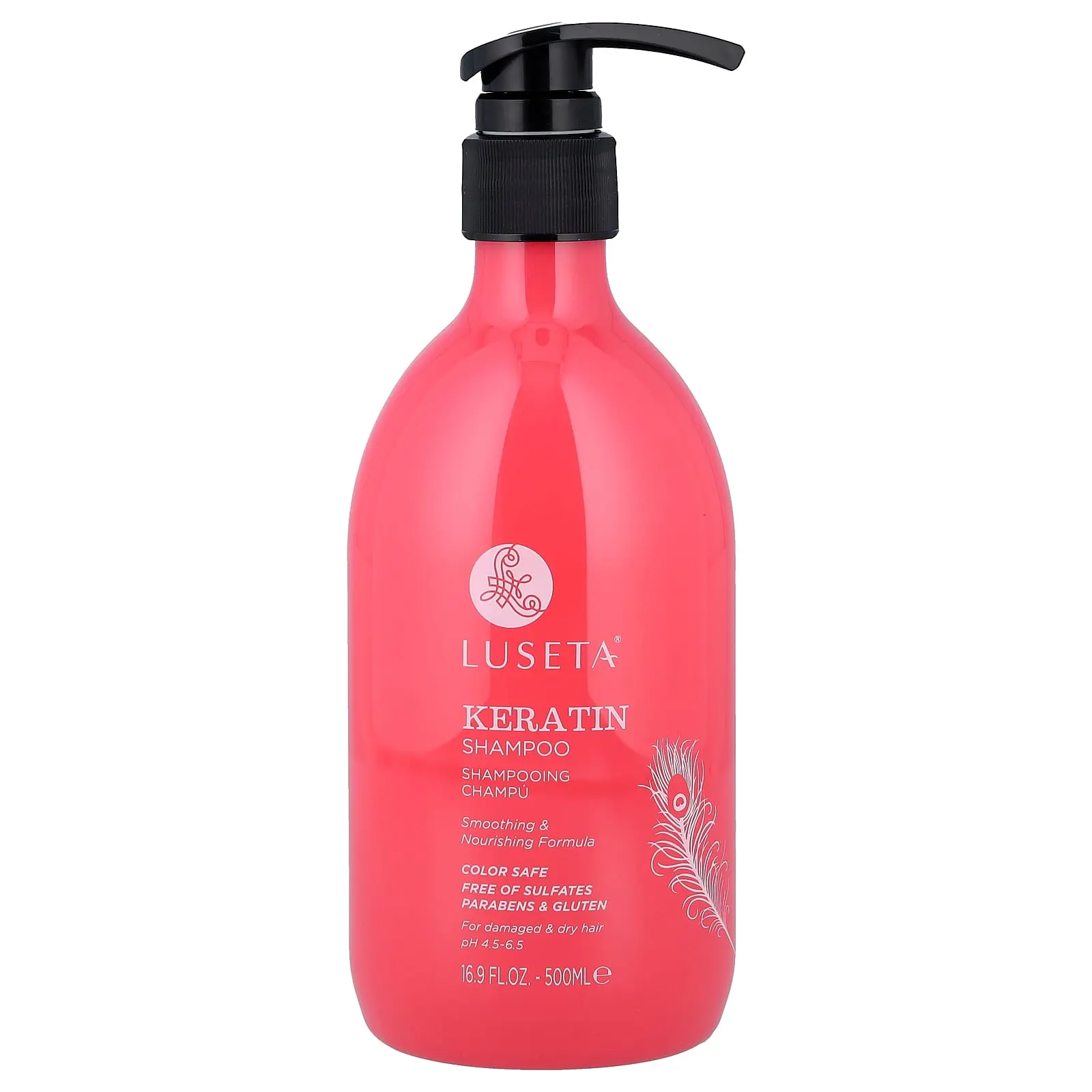 Luseta Beauty Keratin Shampoo, For Damaged & Dry Hair, 16.9 fl oz (500 ml)