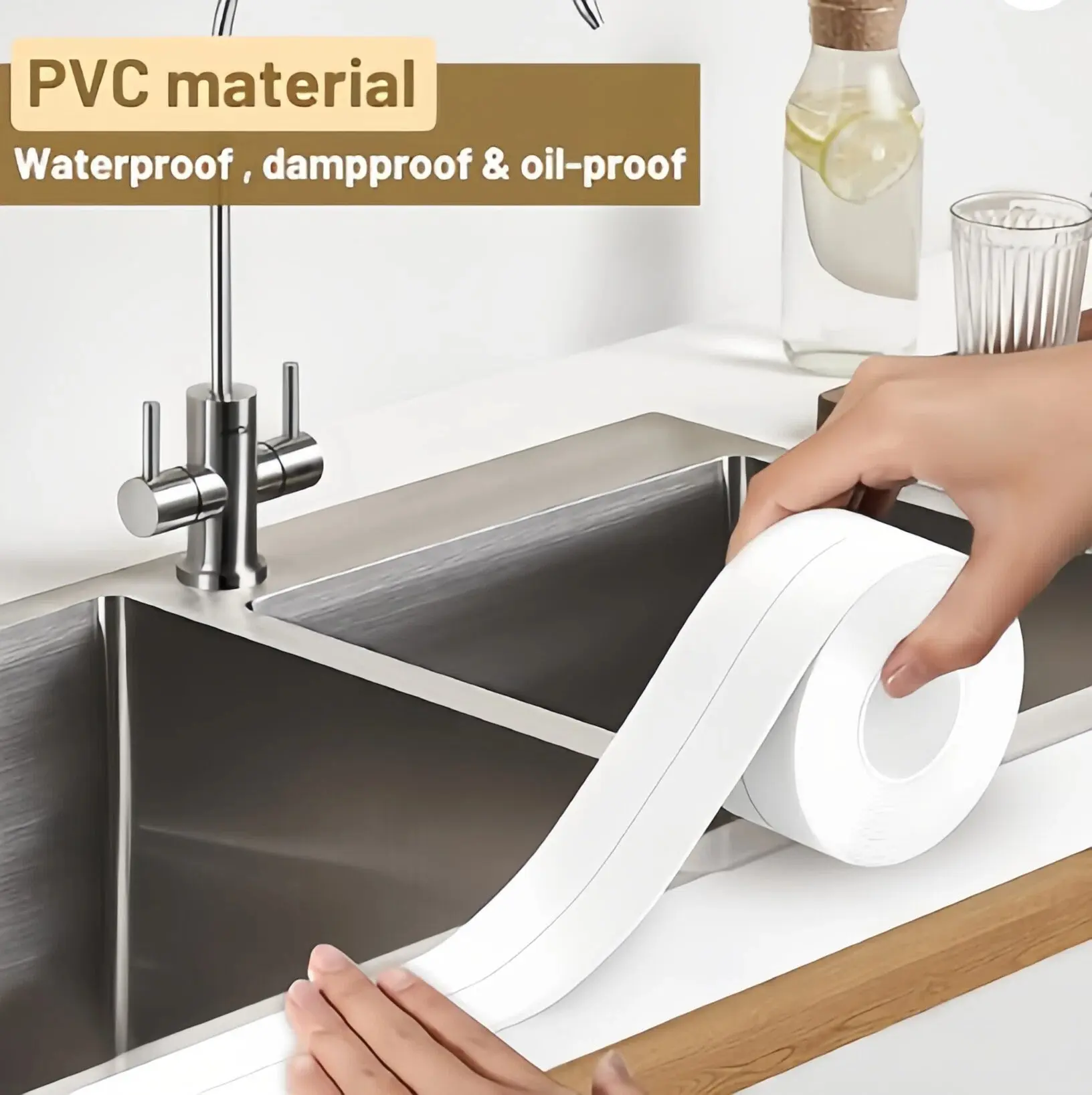 4-Pack All-Purpose Caulk Strip – Waterproof & Mold Resistant Seal Tape for Bathroom, Kitchen, Laundry & Windows